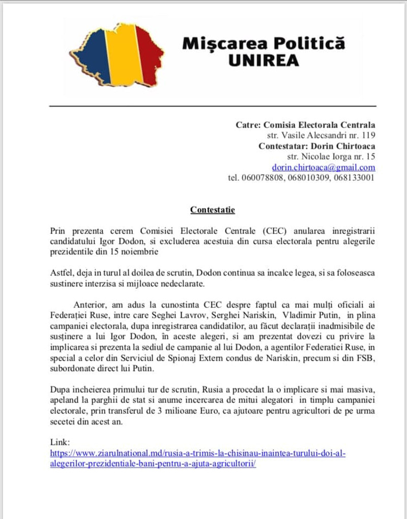 Contestație la CEC privind excluderea din cursa electorală a lui Igor Dodon în legătură cu creditul rusesc - DOC 2 Contestație la CEC privind excluderea din cursa electorală a lui Igor Dodon în legătură cu creditul rusesc - DOC