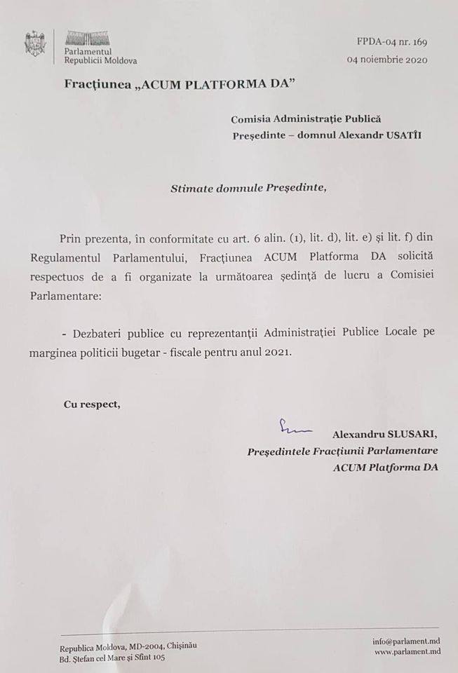 Slusari solicită organizarea audierilor publice pe marginea proiectului politicii bugetar-fiscale pentru 2021 - FOTO