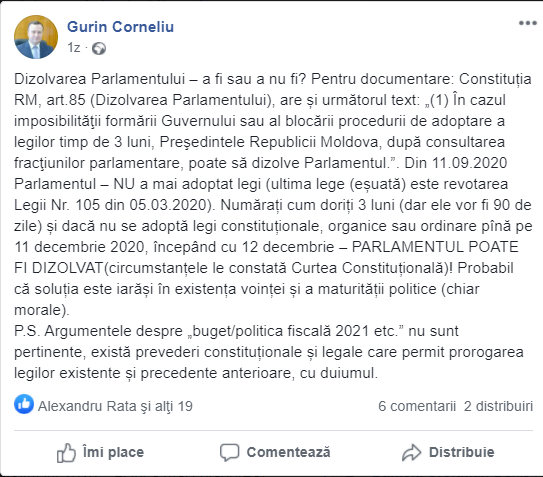 Fost judecător al Curții Constituționale: Parlamentul poate fi dizolvat începând cu 12 decembrie