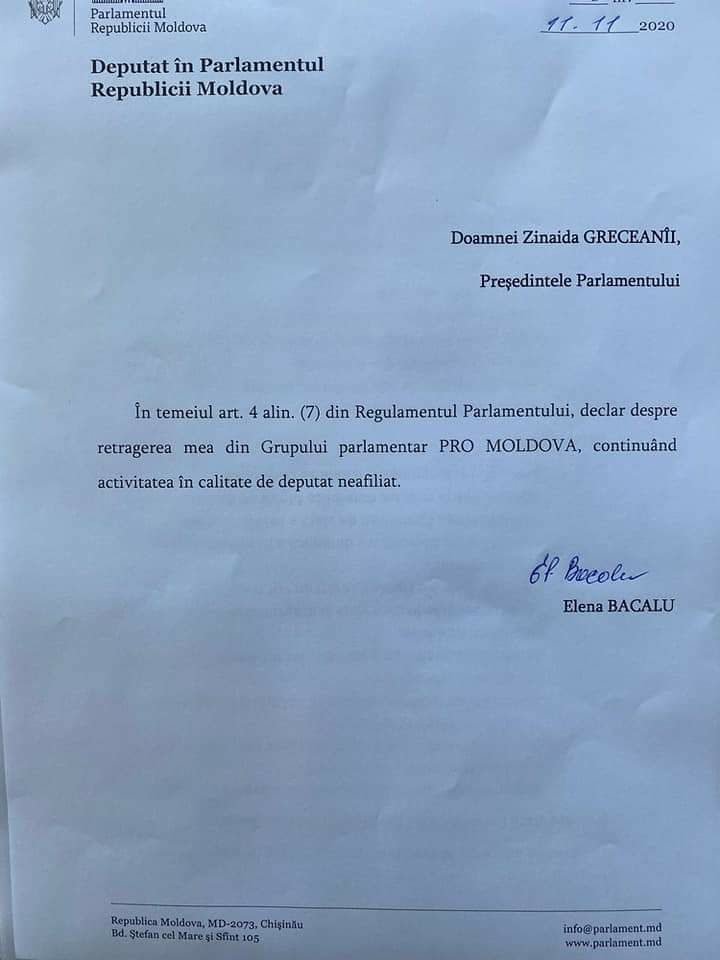 BREAKING NEWS// Încă un deputat părăsește partidul PRO Moldova