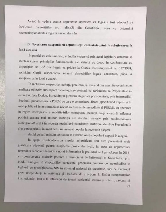 DOC - Partidul PAS A SESIZAT Curtea Constituțională referitor la anularea proiectului privind SIS 13 DOC - Partidul PAS A SESIZAT Curtea Constituțională referitor la anularea proiectului privind SIS