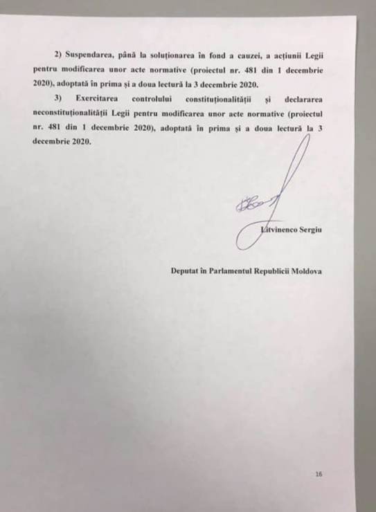 DOC - Partidul PAS A SESIZAT Curtea Constituțională referitor la anularea proiectului privind SIS