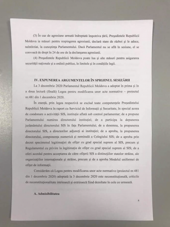 DOC - Partidul PAS A SESIZAT Curtea Constituțională referitor la anularea proiectului privind SIS