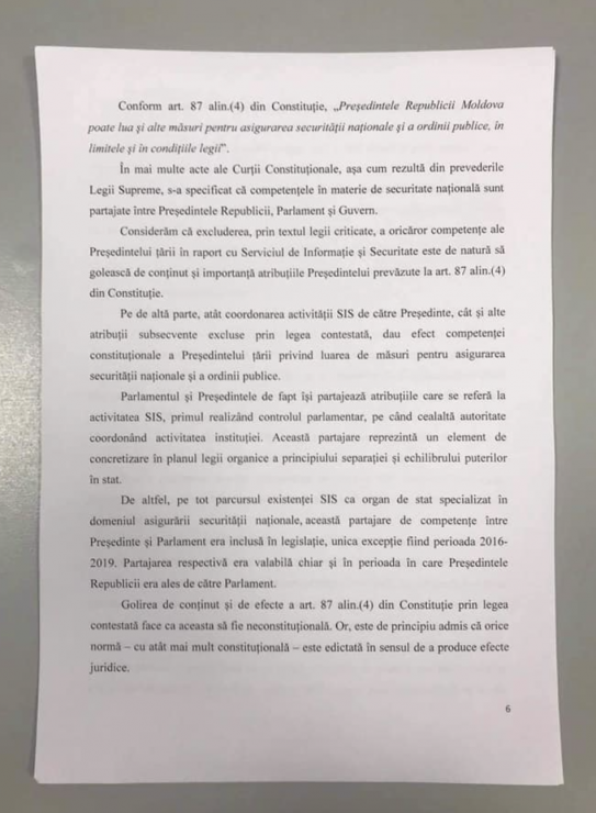 DOC - Partidul PAS A SESIZAT Curtea Constituțională referitor la anularea proiectului privind SIS