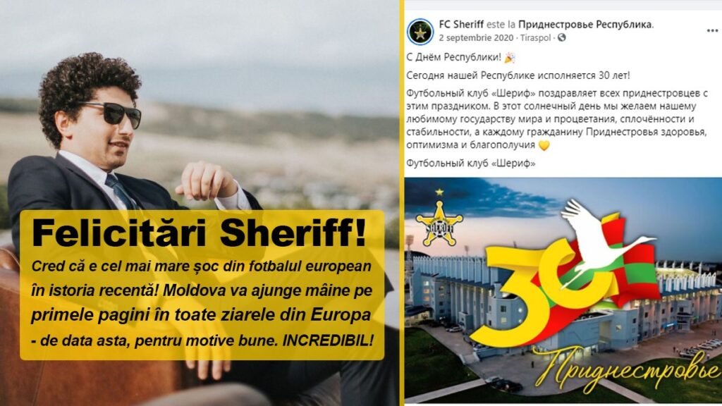 FC Sheriff felicită Transnistria cu "ziua republicii". PAS felicită FC Sheriff cu victoria în meciul cu Real Madrid