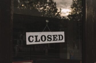 closed sign on shop glass door