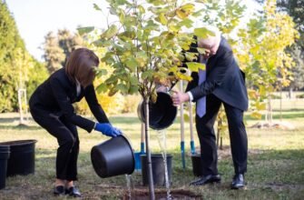 FOTO// Președinții Maia Sandu și Frank-Walter Steinmeier au plantat arbori la Grădina Botanică