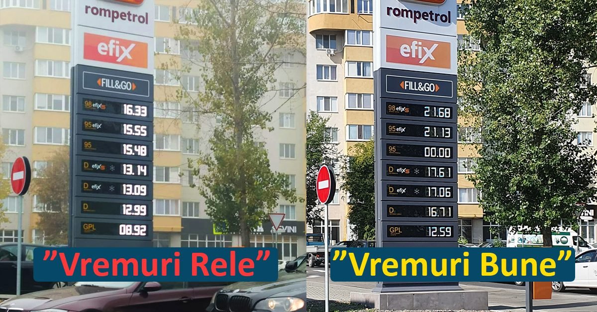 FOTO// Două poze la distanța de 11 luni. Vremurile bune au scumpit benzina cu 5,58 lei