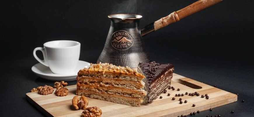 photo of cake near mug