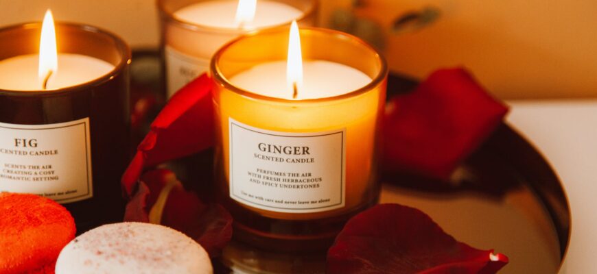 close up photo of a burning ginger scented candle
