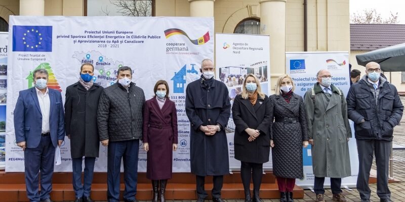 Maia Sandu a participat la inaugurarea lucrărilor de modernizare a rețelei de aprovizionare cu apă a municipiului Edineț
