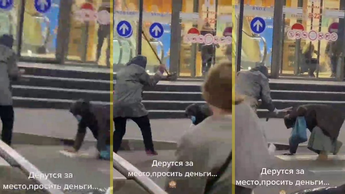 VIDEO// ”Luptau nemilos ca spartanii”. Două cerșetoare din Chișinău s-au luat la bătaie pentru locul la cerșit