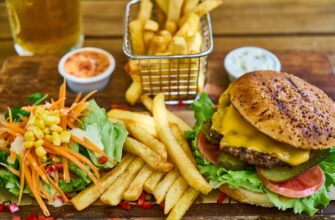 cheeseburger and fries