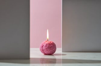 photograph of a lit brain candle