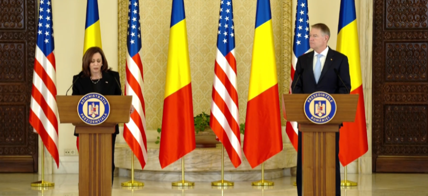klaus iohannis conferinta de presa comuna cu vicepresedinta sua kamala harris