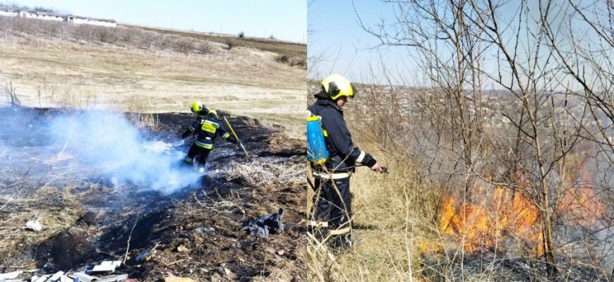 peste 300 misiuni de stingere au fost intreprinse de pompieri la lichidarea focarelor de vegetatie arsa