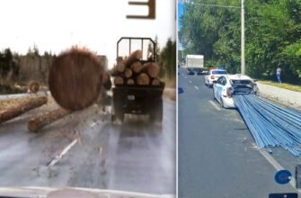 VIDEO// Accident ca în filme de groază! Marfa unei camionete a aterizat într-un taxi: Drumul nu iartă greșeli