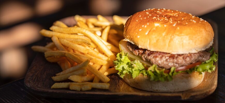 photo of burger and fries