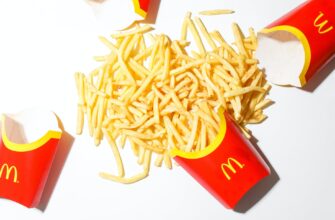 mcdonalds fries on white table
