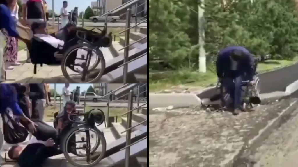 VIDEO// Au pus primarul în scaun cu rotile să verifice pe propria piele rampele și drumurile reparate 1 primar scaun cu rotile kazahstan