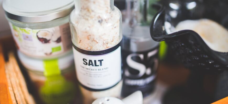 side view of a bottle with salt