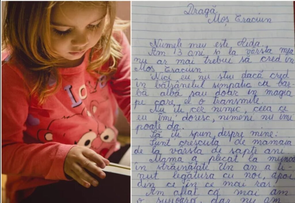 Scrisoare sfâșietoare către Moș Crăciun a unei fetițe crescută de bunică, cu mama plecată în străinătate: "Fă-o pe mama să sune, măcar atât!"