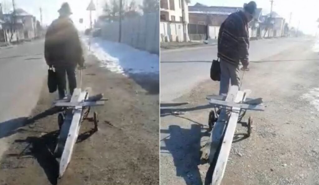 VIDEO// Bătrân de 73 de ani cercetat penal după ce a furat cruci de lemn din cimitir pentru a face focul
