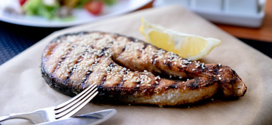 close up photo of sliced cooked fish