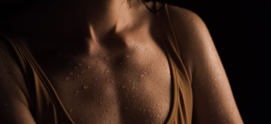 close up photo of wet chest of a woman