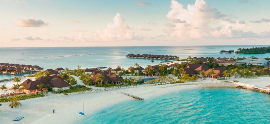 aerial view of a beautiful island resort