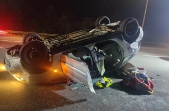 FOTO// Un bărbat beat la volan, a adormit cu capul în jos în mașină răsturnată în accident. Șoferul s-a ales cu dosar penal