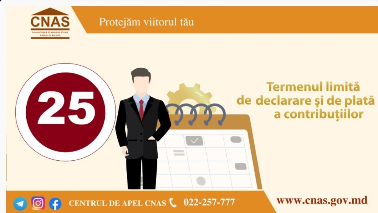 În atenţia plătitorilor de contribuţii la BASS! Termenul limită de declarare şi de plată a contribuţiilor de asigurări sociale de stat obligatorii