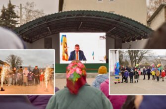 FOTO// După reabilitarea totală a drumurilor din satul Nicolaevca, raionul Florești, echipa lui Șor a construit și o estradă de vară modernă