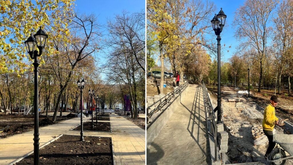 FOTO// Construcție în stilul Șor: lucrările de edificare a parcului nou în Orhei se desfășoară zi și noapte