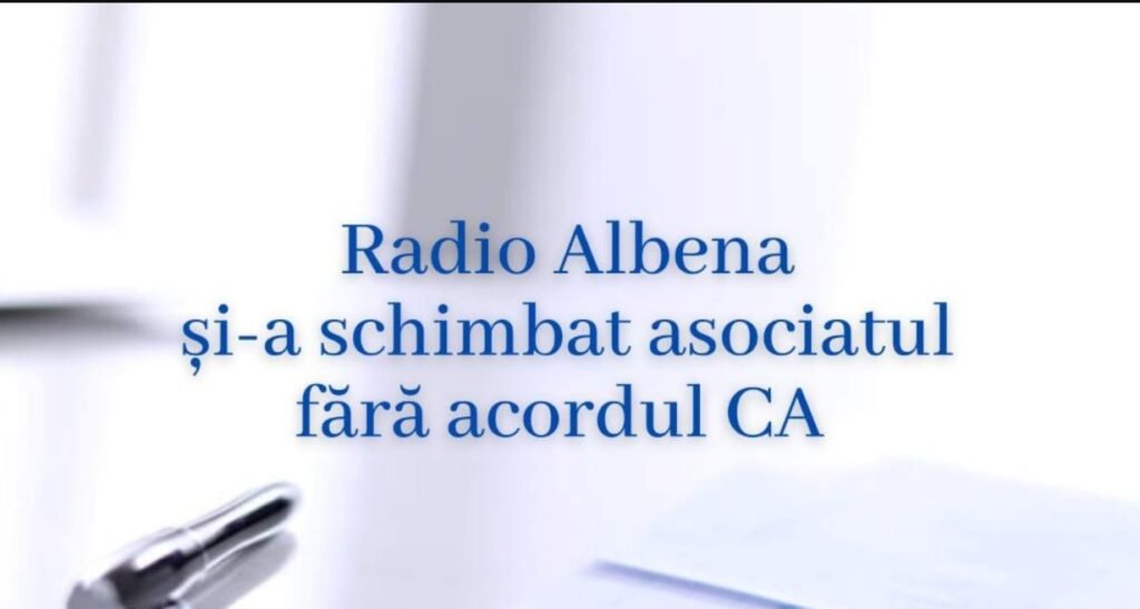 Fondatorul Radio Albena amendat cu 5000 de lei pentru modificarea asociatului fără acordul CA 1 Fondatorul Radio Albena amendat cu 5000 de lei pentru modificarea asociatului fără acordul CA