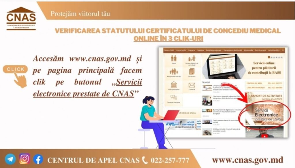 CNAS amintește tuturor cetățenilor despre posibilitatea de a verifica certificatului medical ONLINE 