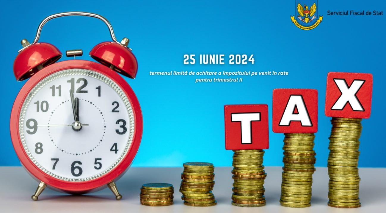 25 iunie 2024 – termenul limită de achitare a impozitului pe venit în rate pentru trimestrul II