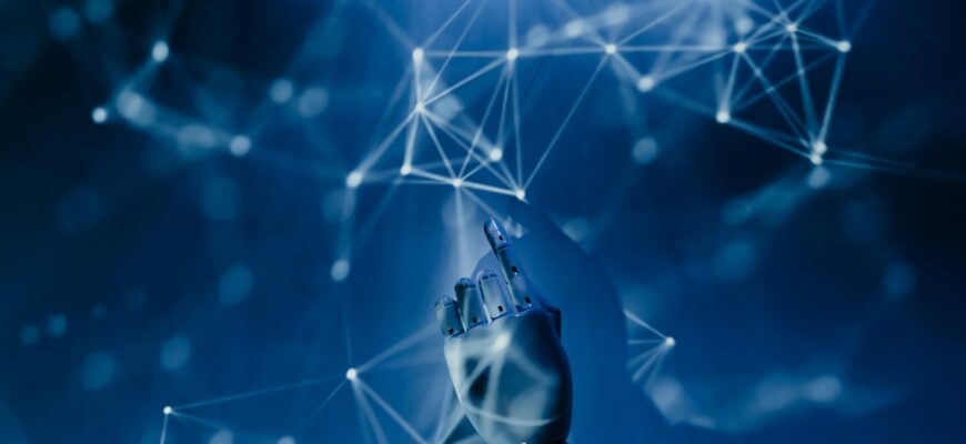 robot pointing on a wall