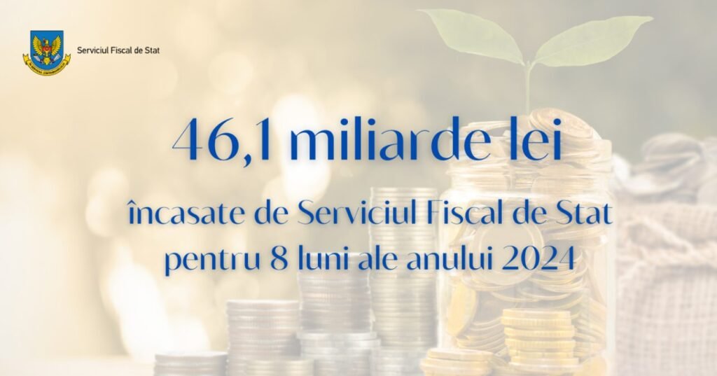 Încasările la Bugetul public național administrate de Serviciul Fiscal de Stat au constituit circa 46,1 miliarde lei în 8 luni ale anului 2024 1 Încasările la Bugetul public național administrate de Serviciul Fiscal de Stat au constituit circa 46,1 miliarde lei în 8 luni ale anului 2024