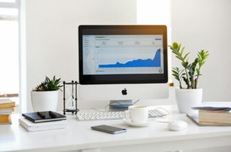 silver imac displaying line graph placed on desk