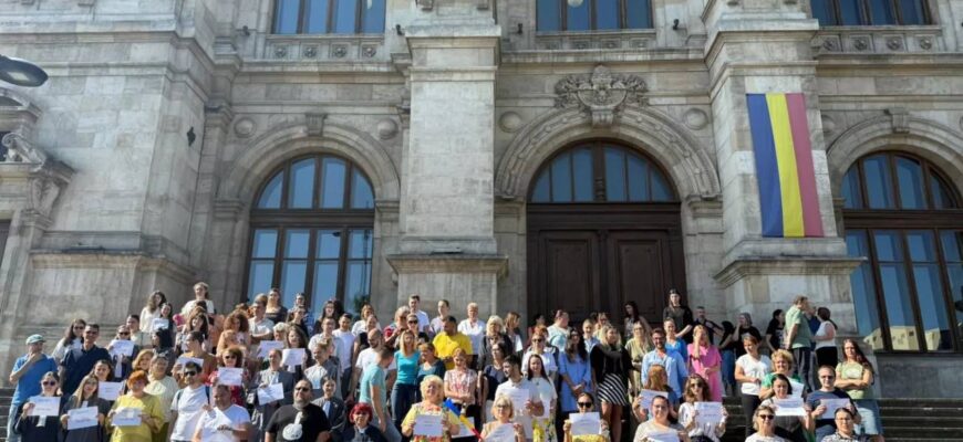 proteste in lant in romania