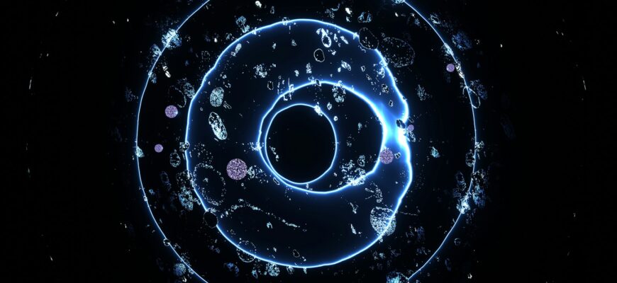 a blue circle with bubbles and bubbles around it