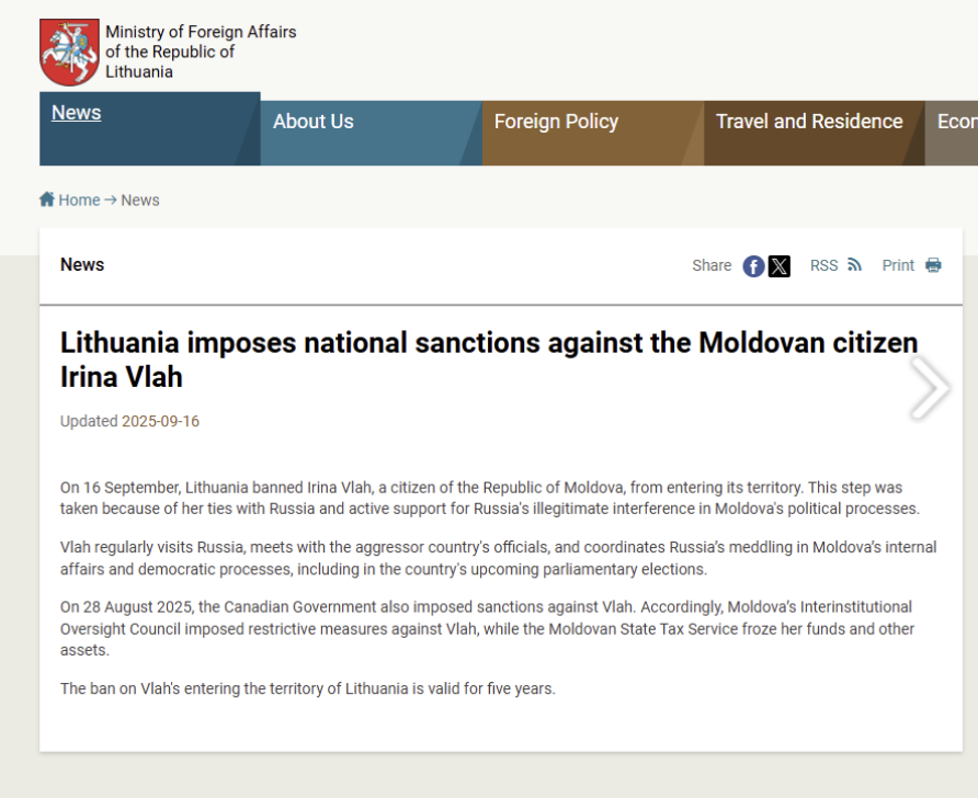 Irina Vlah, fostă bașcană a Găgăuziei, declarată indezirabilă în Lituania până în 2030. Motivul - legăturile cu Federația Rusă 2 Irina Vlah, fostă bașcană a Găgăuziei, declarată indezirabilă în Lituania până în 2030. Motivul - legăturile cu Federația Rusă