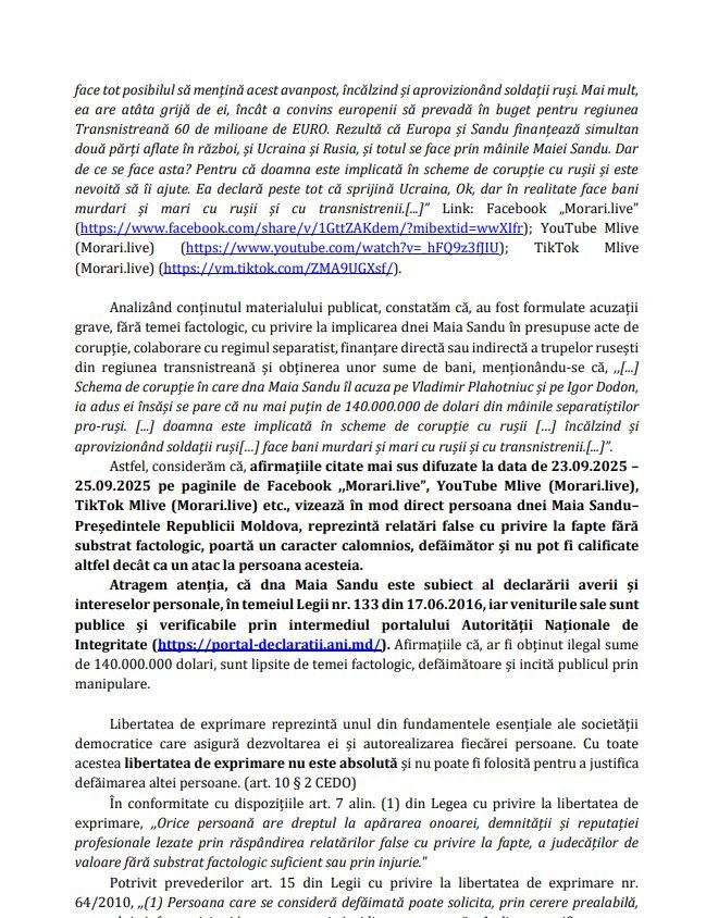 DOC// Maia Sandu îi cere jurnalistului Gheorghe Gonța 100 de mii de lei despăgubiri pentru prejudiciu moral 4 DOC// Maia Sandu îi cere jurnalistului Gheorghe Gonța 100 de mii de lei despăgubiri pentru prejudiciu moral