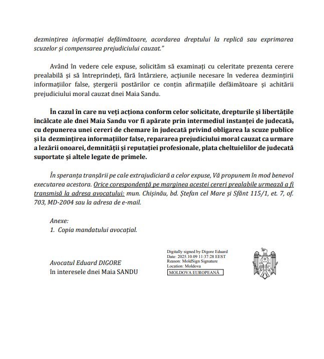 DOC// Maia Sandu îi cere jurnalistului Gheorghe Gonța 100 de mii de lei despăgubiri pentru prejudiciu moral 5 DOC// Maia Sandu îi cere jurnalistului Gheorghe Gonța 100 de mii de lei despăgubiri pentru prejudiciu moral