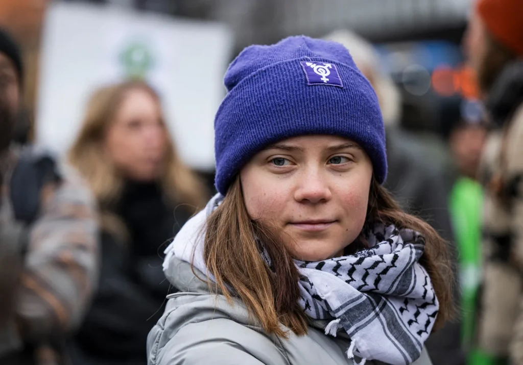 swedish climate activist greta thunberg marches climate strike april 2024