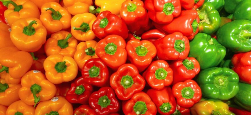 orange bell peppers on white ceramic plate
