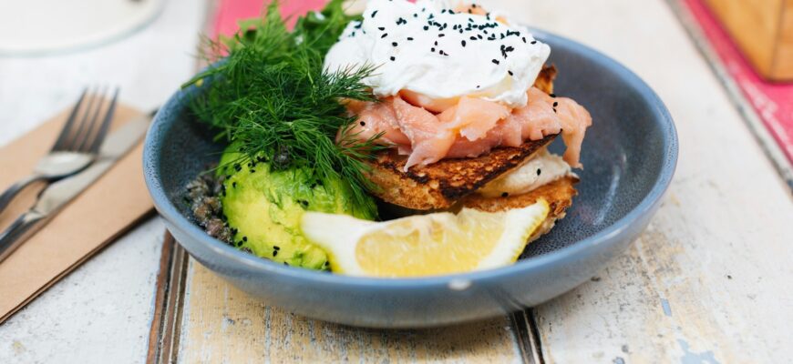 cooked food on blue ceramic plate