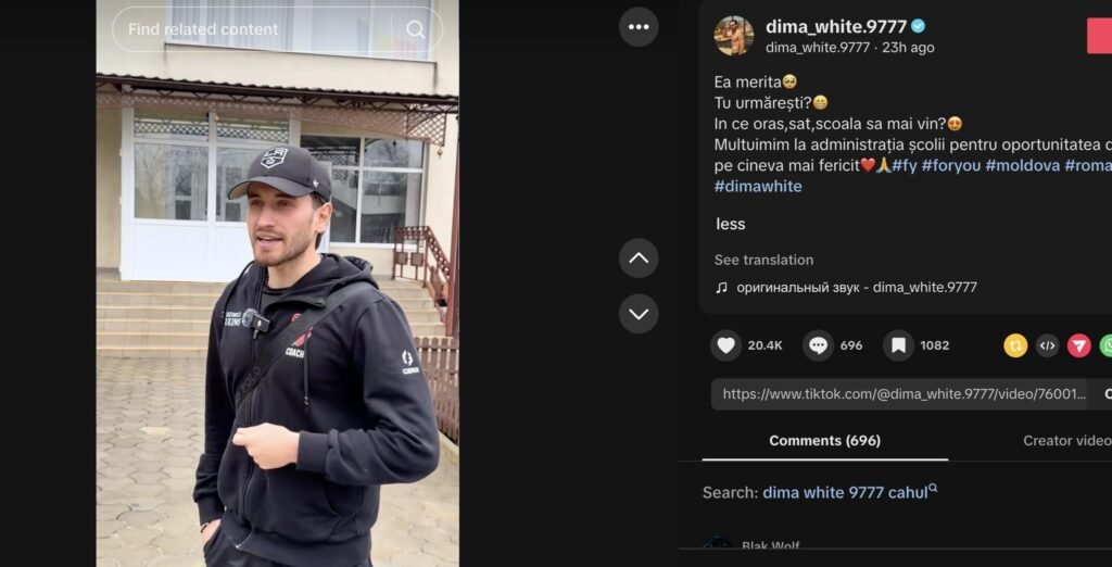 Vloggerul Dima White, cercetat penal pentru pornografie infantilă și trafic de copii, face conținut video cu copiii prin școlile din Republica Moldova 2 Vloggerul Dima White, cercetat penal pentru pornografie infantilă și trafic de copii, face conținut video cu copiii prin școlile din Republica Moldova