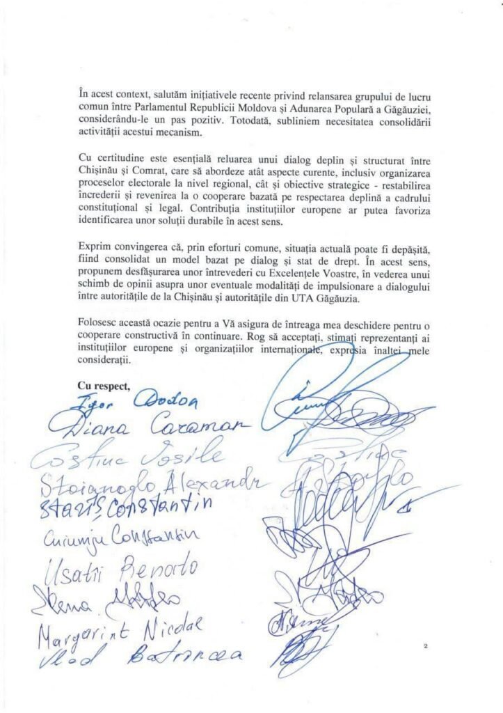 DOC// Deputații din opoziție au îndemnat organizațiile internaționale să contribuie la restabilirea dialogului cu Găgăuzia